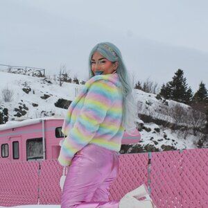 Pastel Fur Crop Jacket BlackMilk